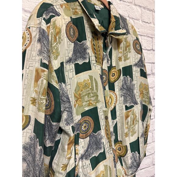 Fuda International 2 PC Pants/Jacket Tracksuit Set Green Earthy SZ XL 100% Silk - Picture 2 of 7